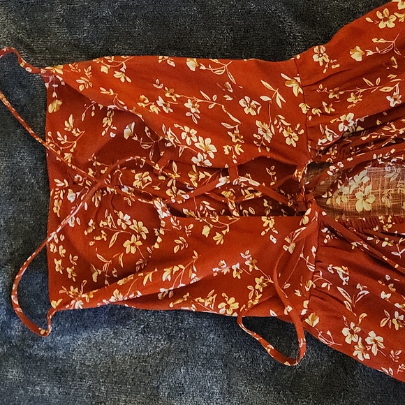 Rust Floral Dress - Picture 3 of 4